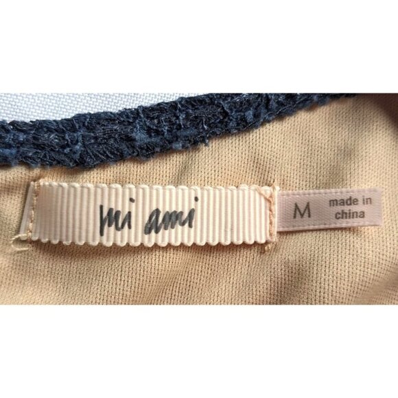 NWOT Francesca's MI AMI Melania Gray-Blue Lace Dress w/ Tan Lining Cutout Size M - Picture 4 of 7